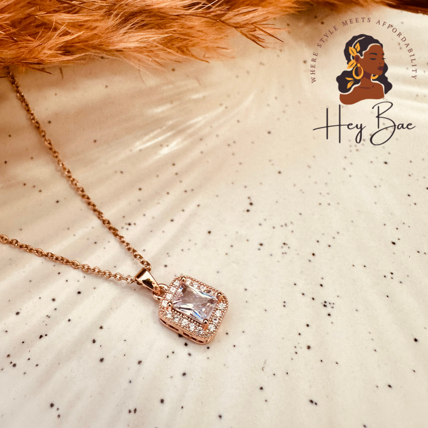 HeyBae Anti Tarnish American Diamond Crystal Solitaire Pendant & Chain Set for Women & Girls