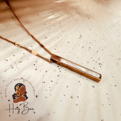 HeyBae Anti Tarnish Bar Pendant and Chain Set - Stainless Steel, Rose Gold, Gold & Silver