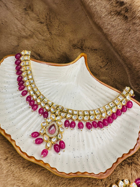 Pastel pink kundan choker earrings tikka Hey Bae