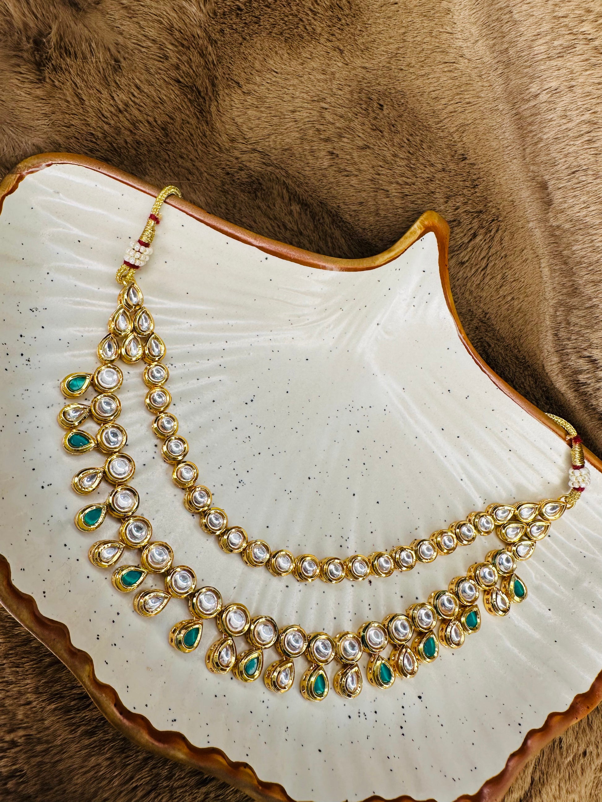 Dual row necklace and earrings – set