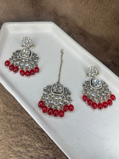 Full Bridal Set Layout – Necklace, Earrings, Tikka