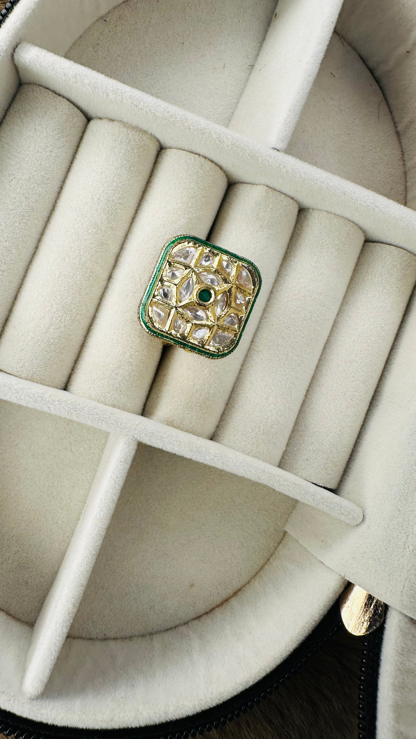 Diamond shape kundan ethnic ring