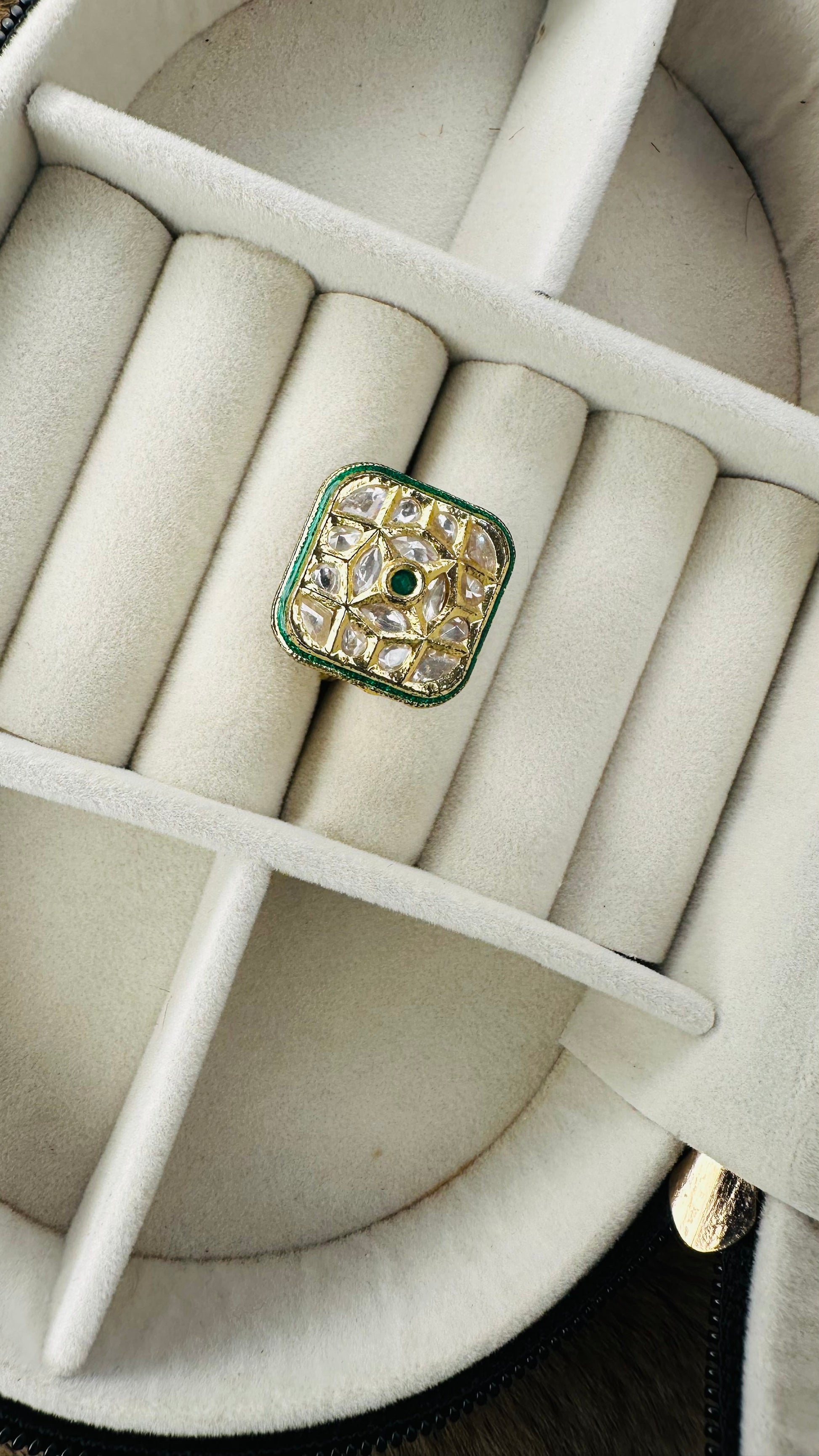 Diamond shape kundan ethnic ring