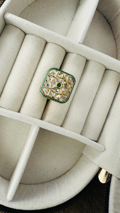 Diamond shape kundan ethnic ring