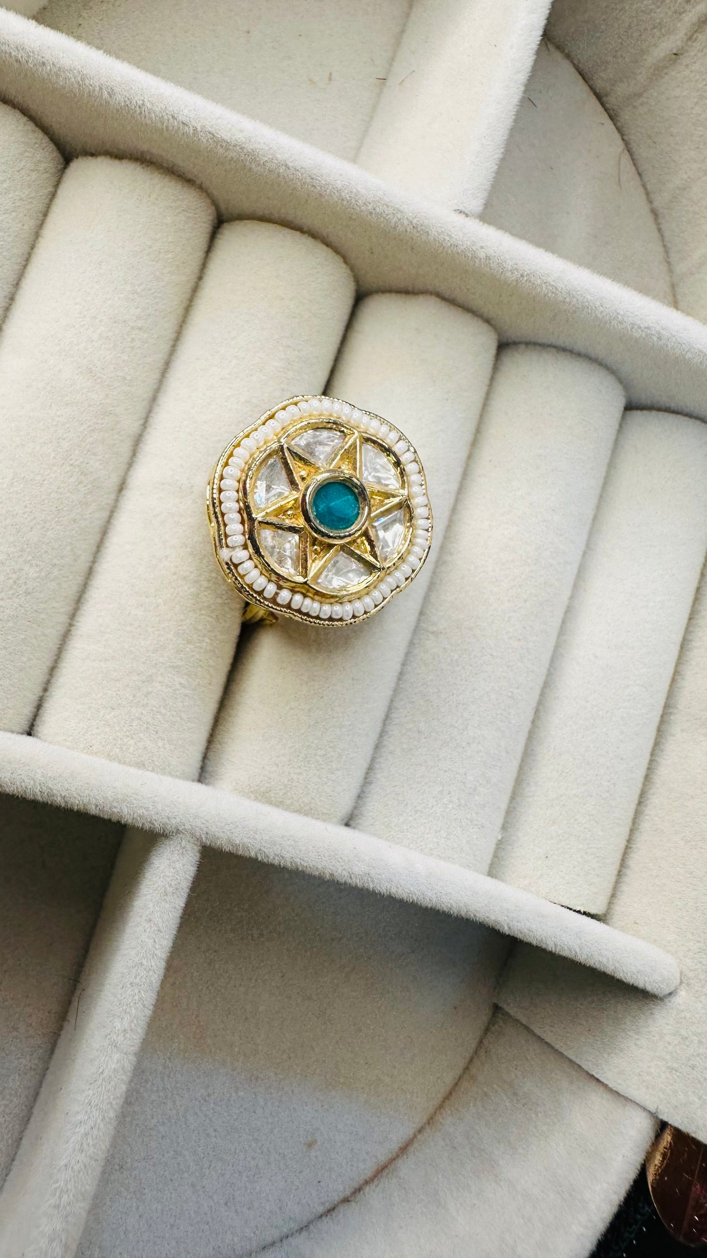 Bold star kundan cocktail ring, wedding/party choice