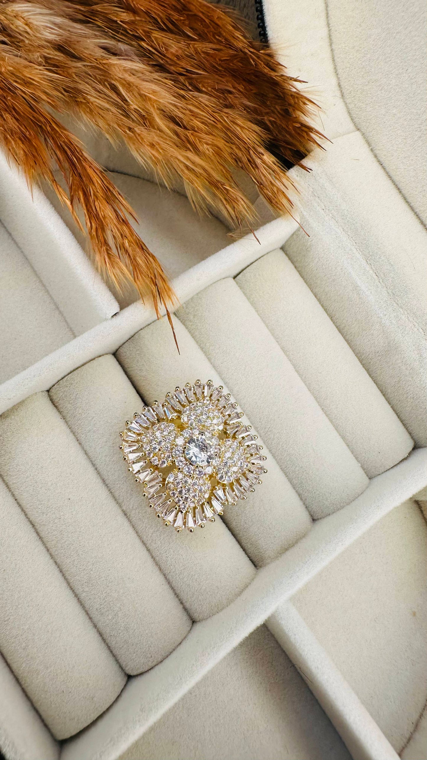 Oversized square American diamond cocktail ring