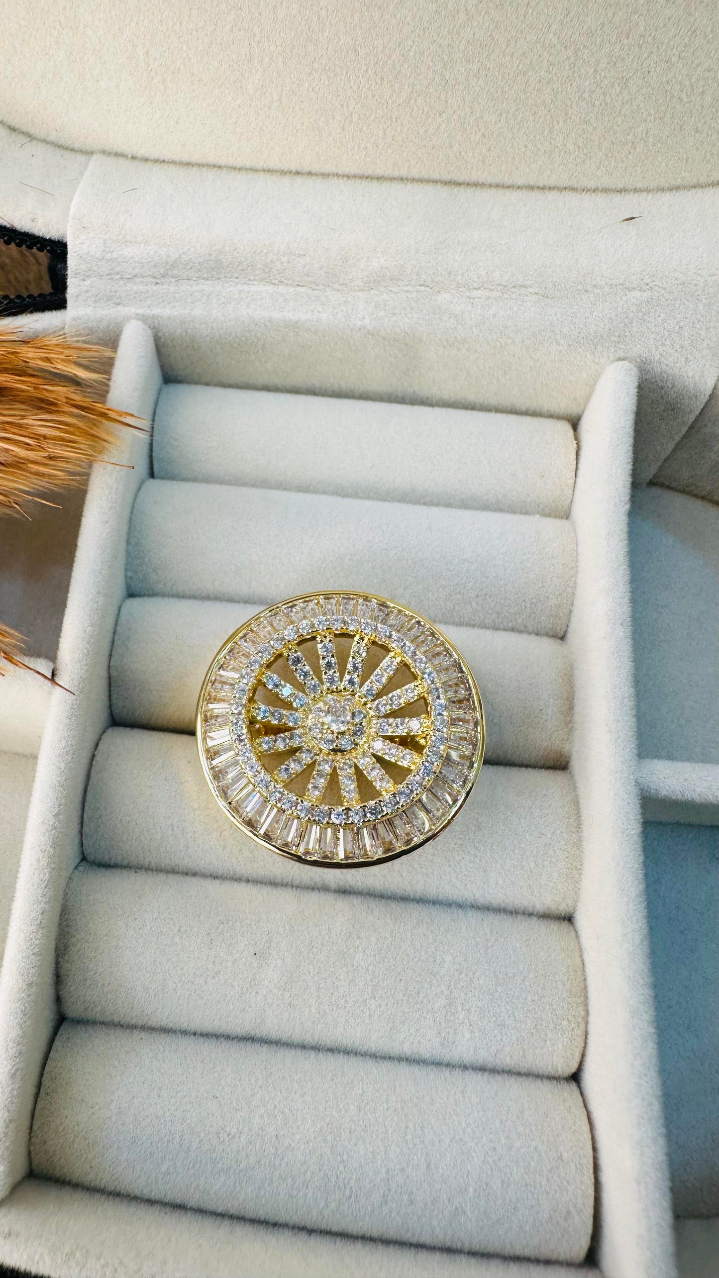 Oversized American diamond circle statement ring