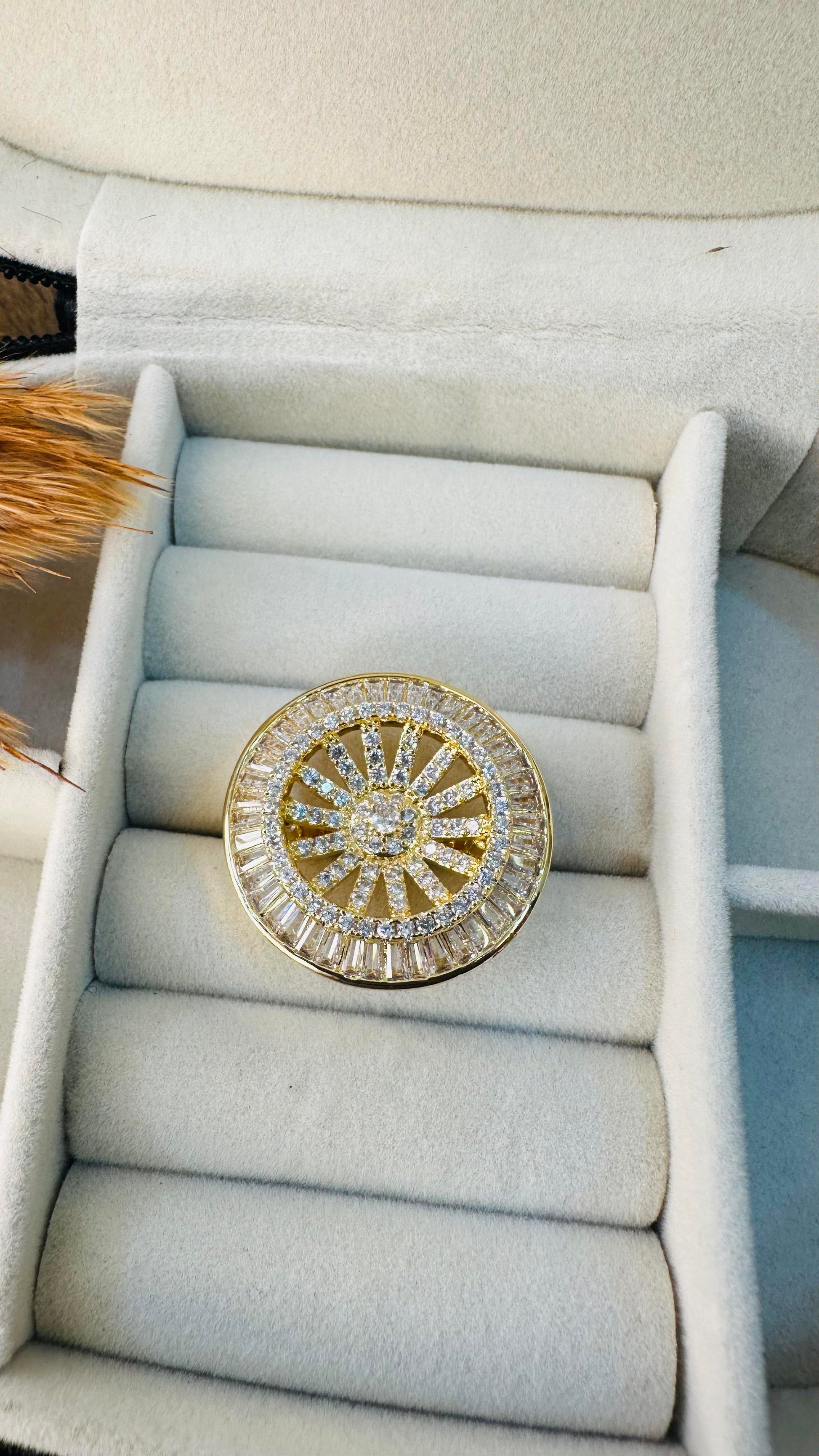 Oversized American diamond circle statement ring