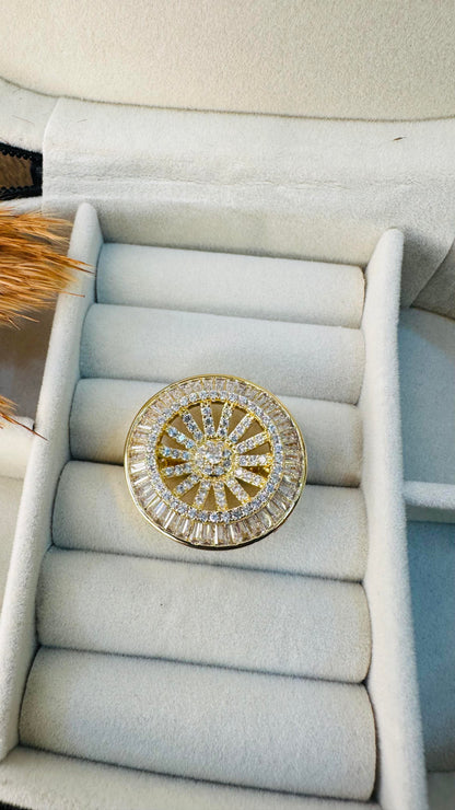 Oversized American diamond circle statement ring