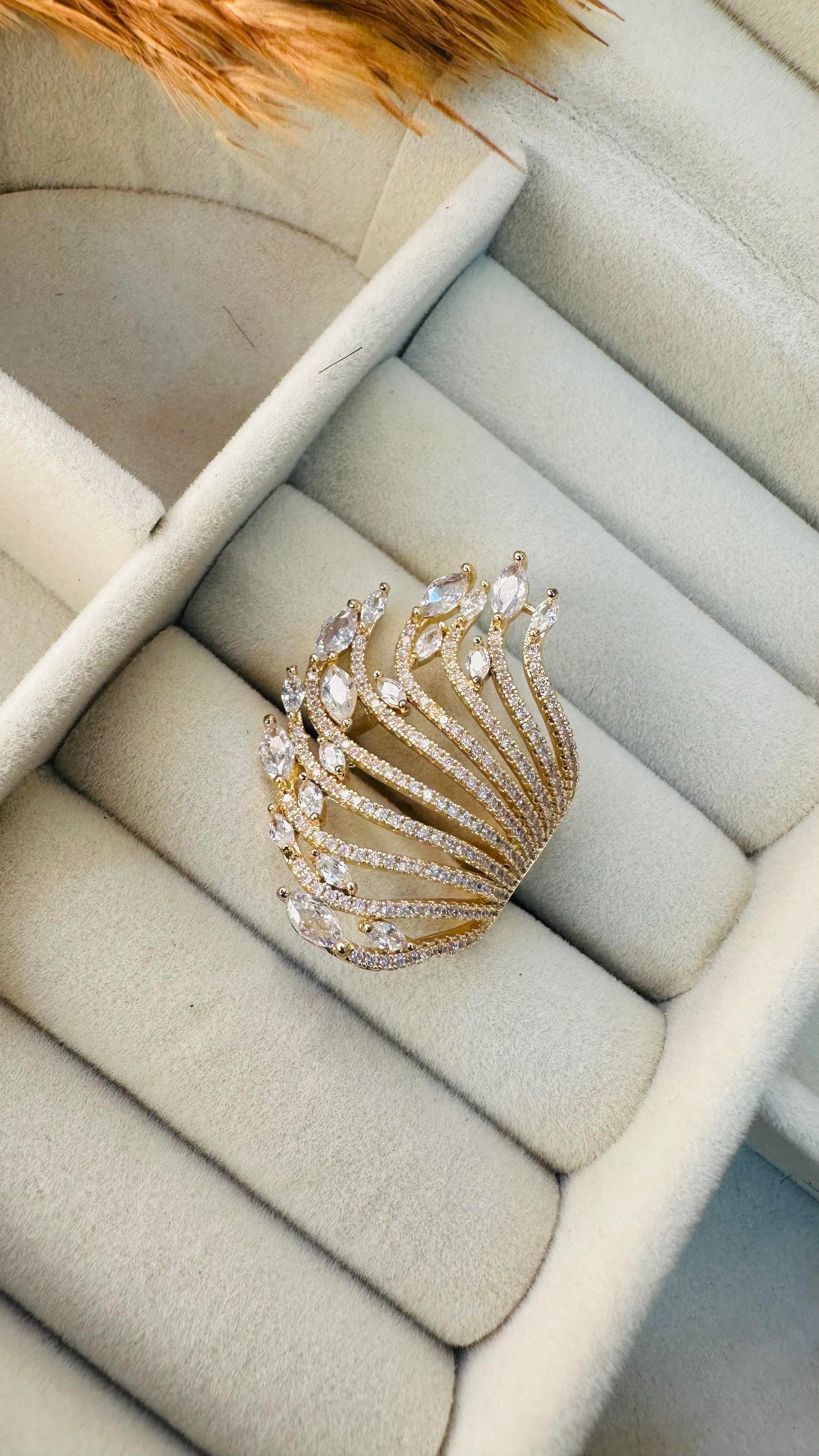 Marquise fan statement American diamond ring