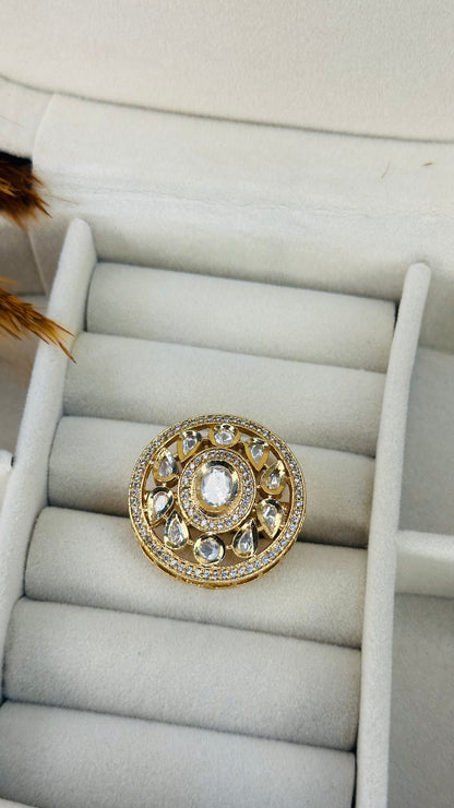 Bridal oversized kundan CZ cocktail ring