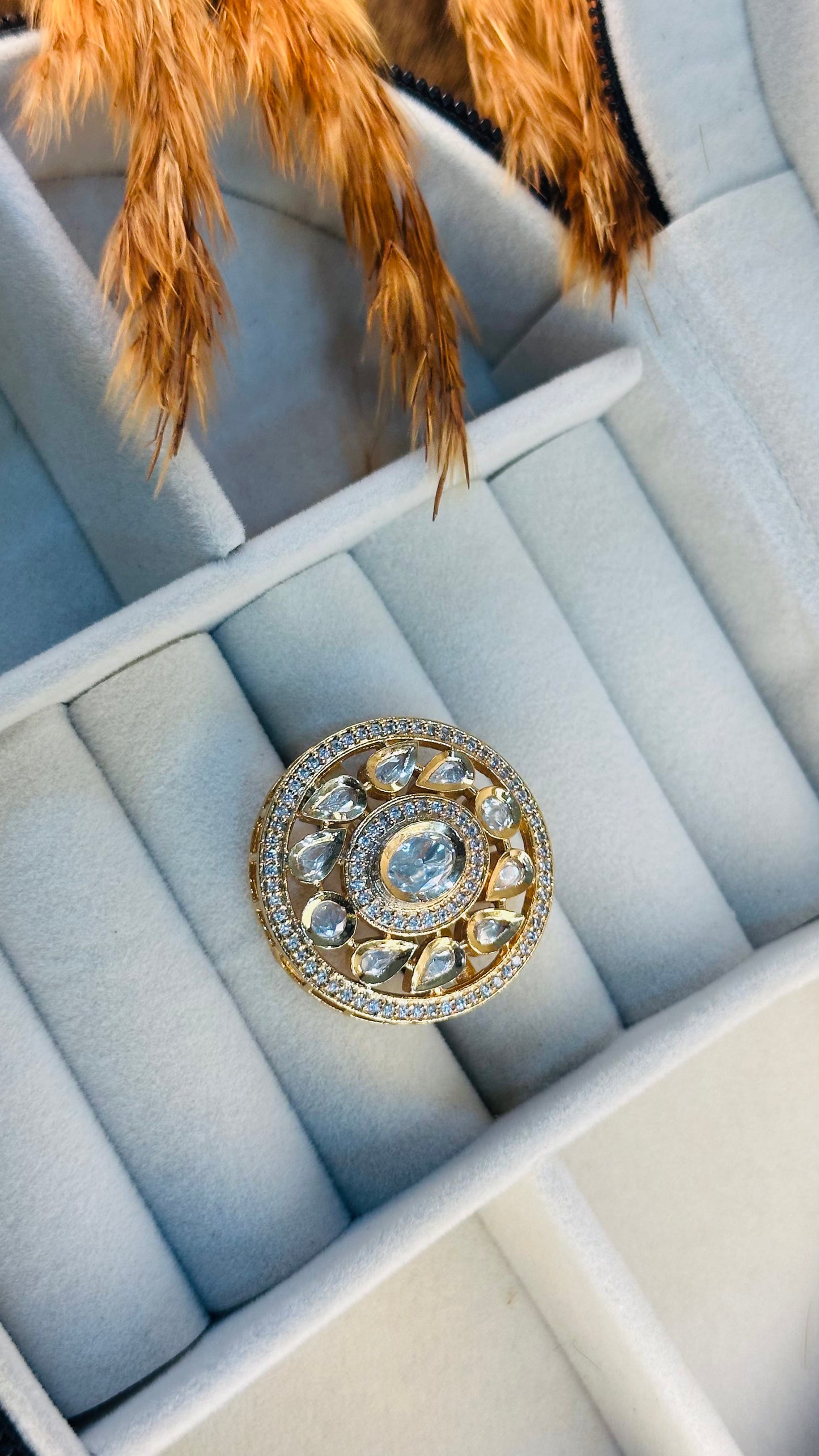 Traditional festive polki cocktail ring