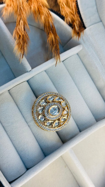 Traditional festive polki cocktail ring