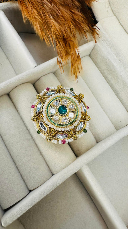 Top angle festive kundan cocktail ring