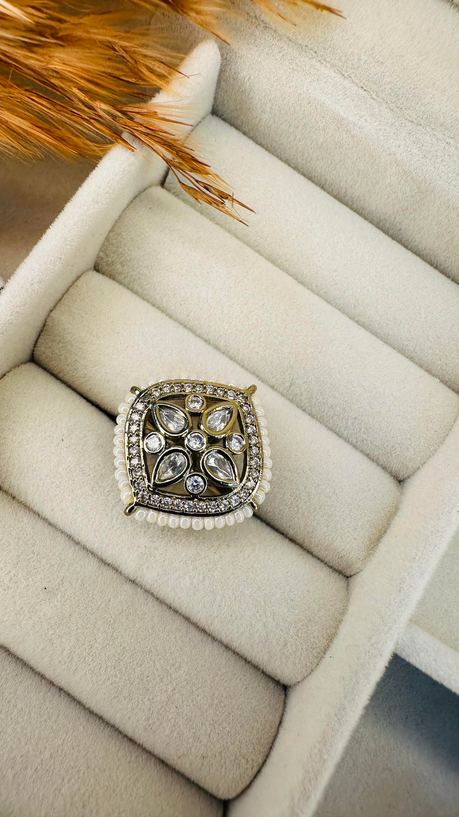 Antique kundan pearl cocktail ring