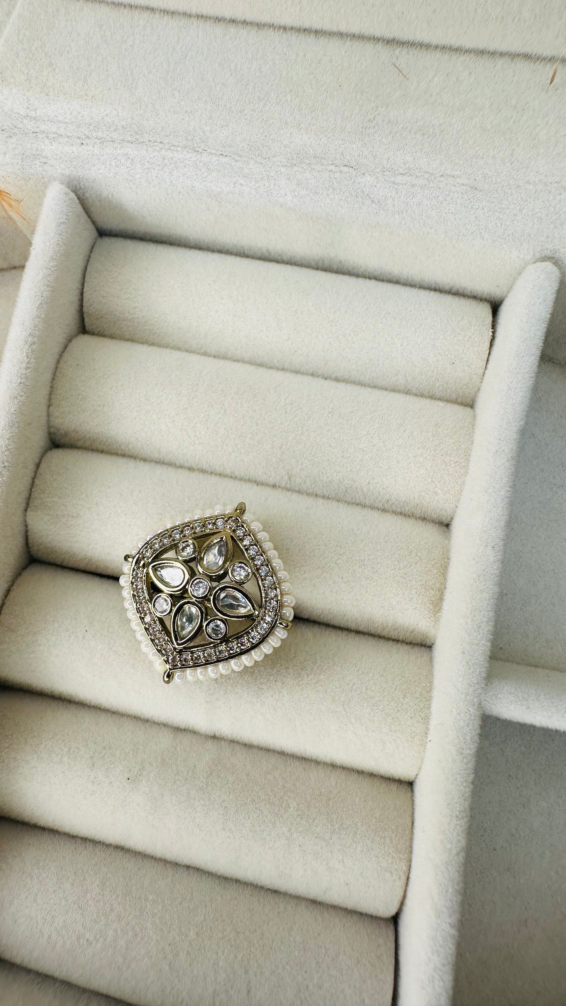 Cushion shape mughal style antique cocktail ring