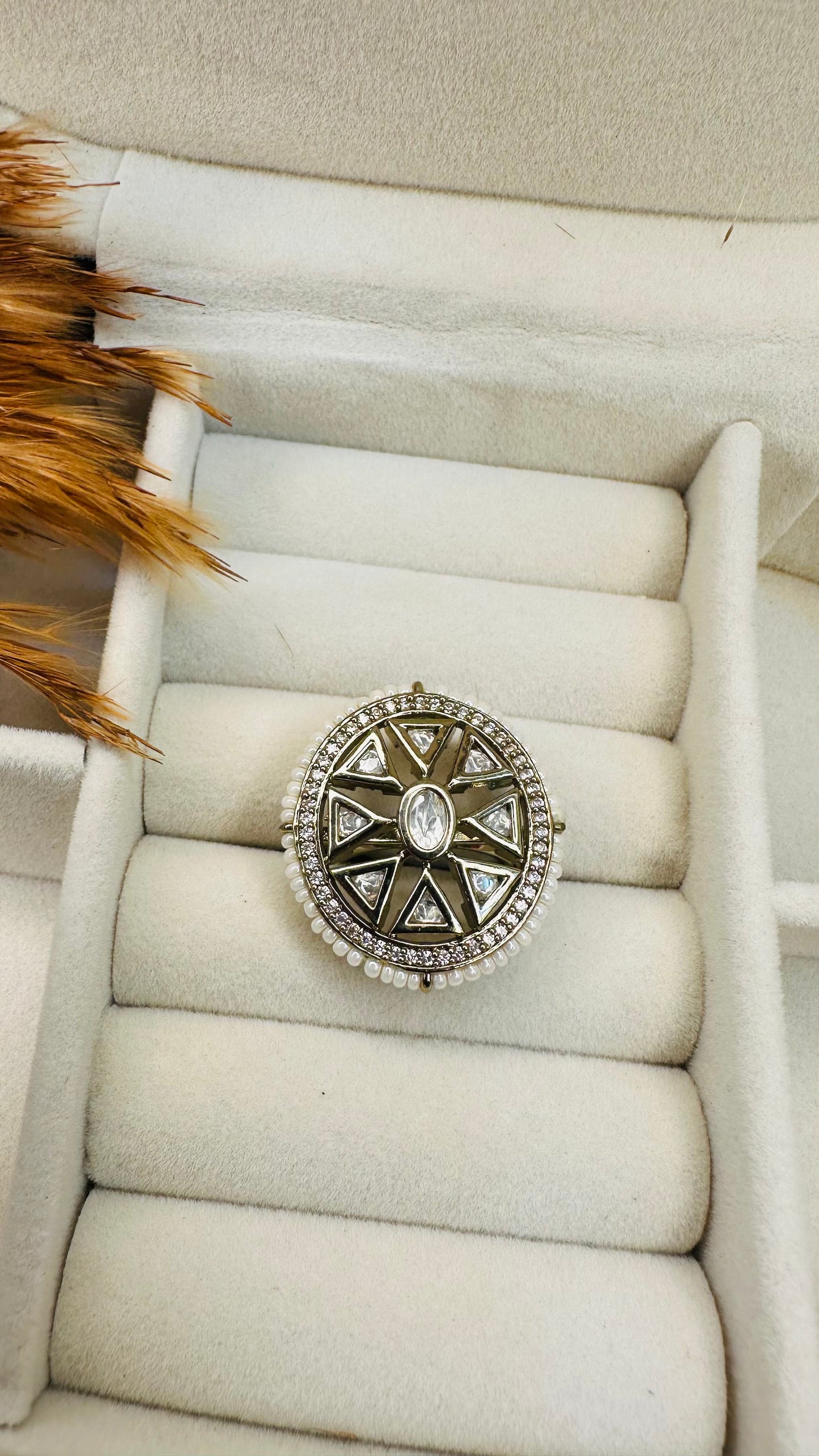 Festival round polki pearl bordered statement