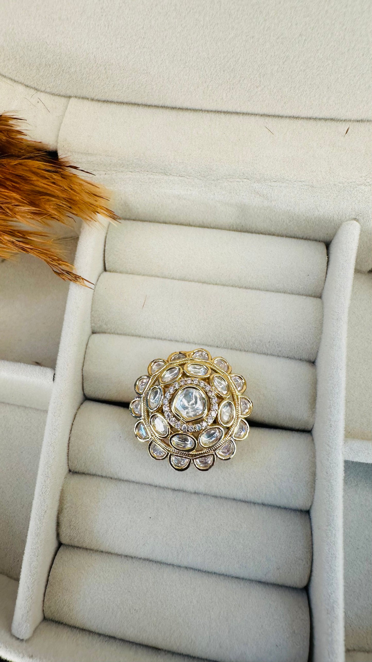 Layered kundan bridal cocktail ring