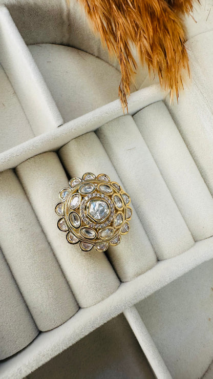 Bridal oversized statement polki ring