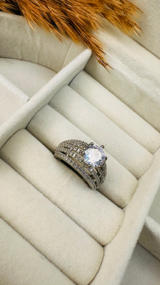 Multi-row solitaire CZ silver ring Hey Bae
