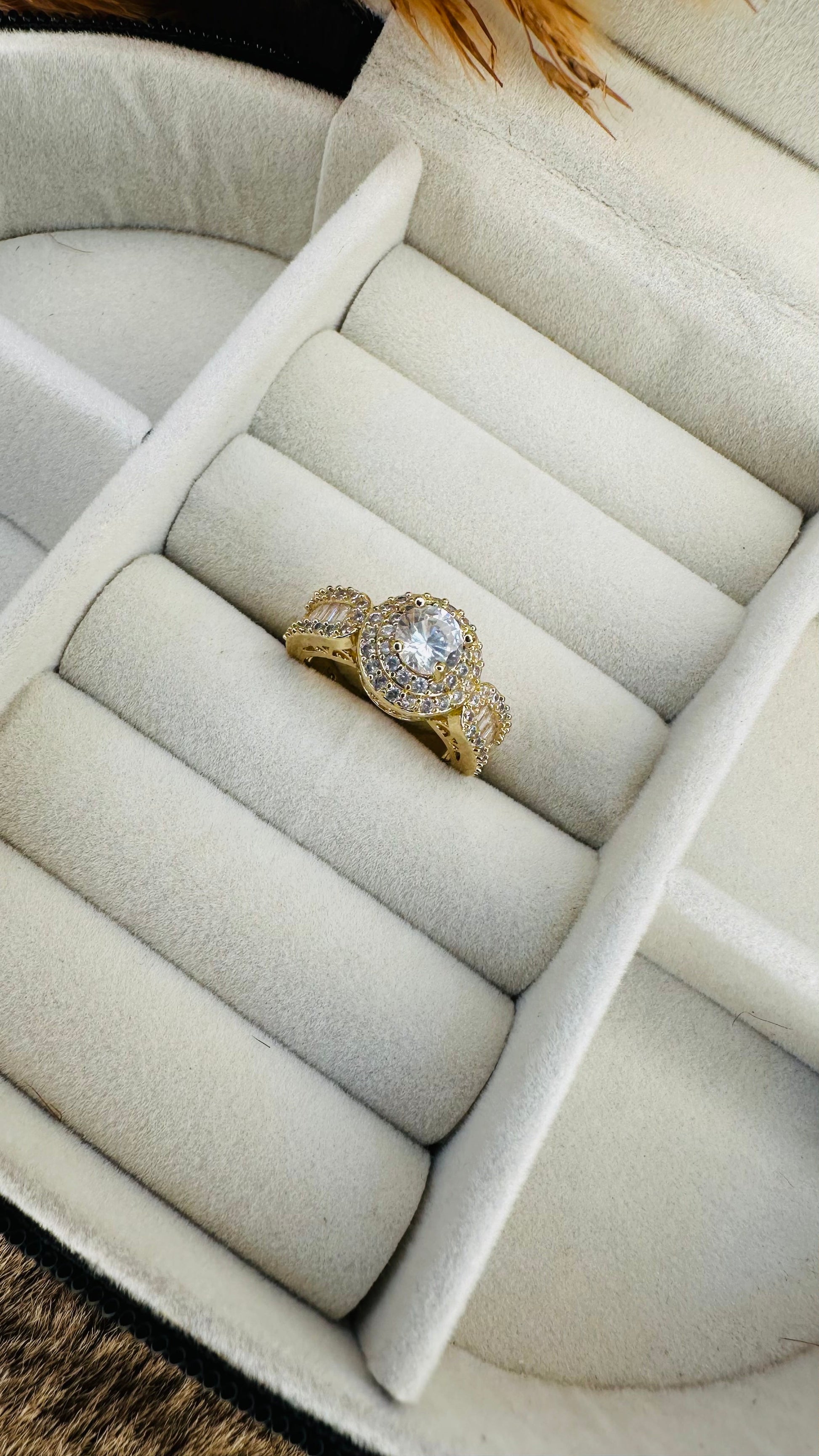 Focus on solitaire halo cz ring