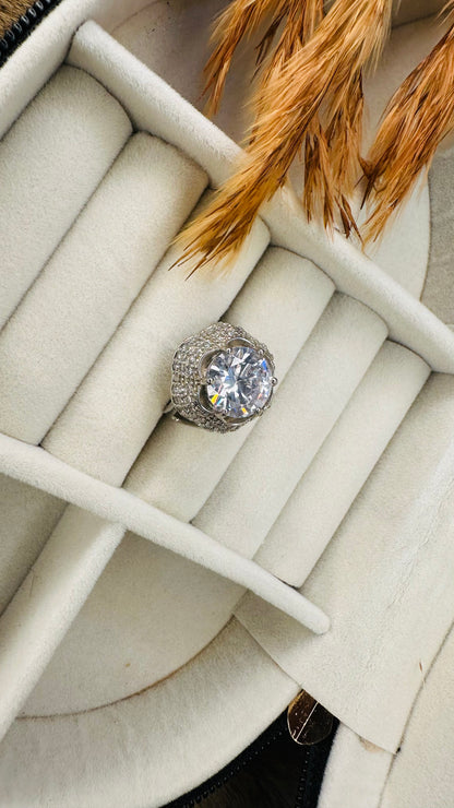Oversized solitaire CZ cocktail ring Hey Bae
