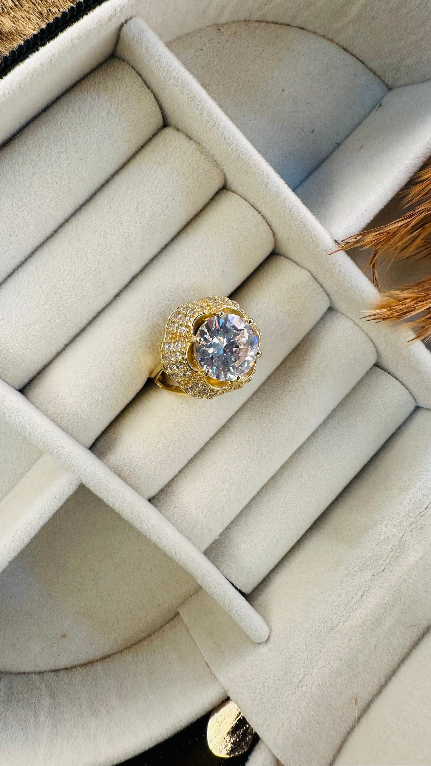 Multi-row pavé gold cocktail ring