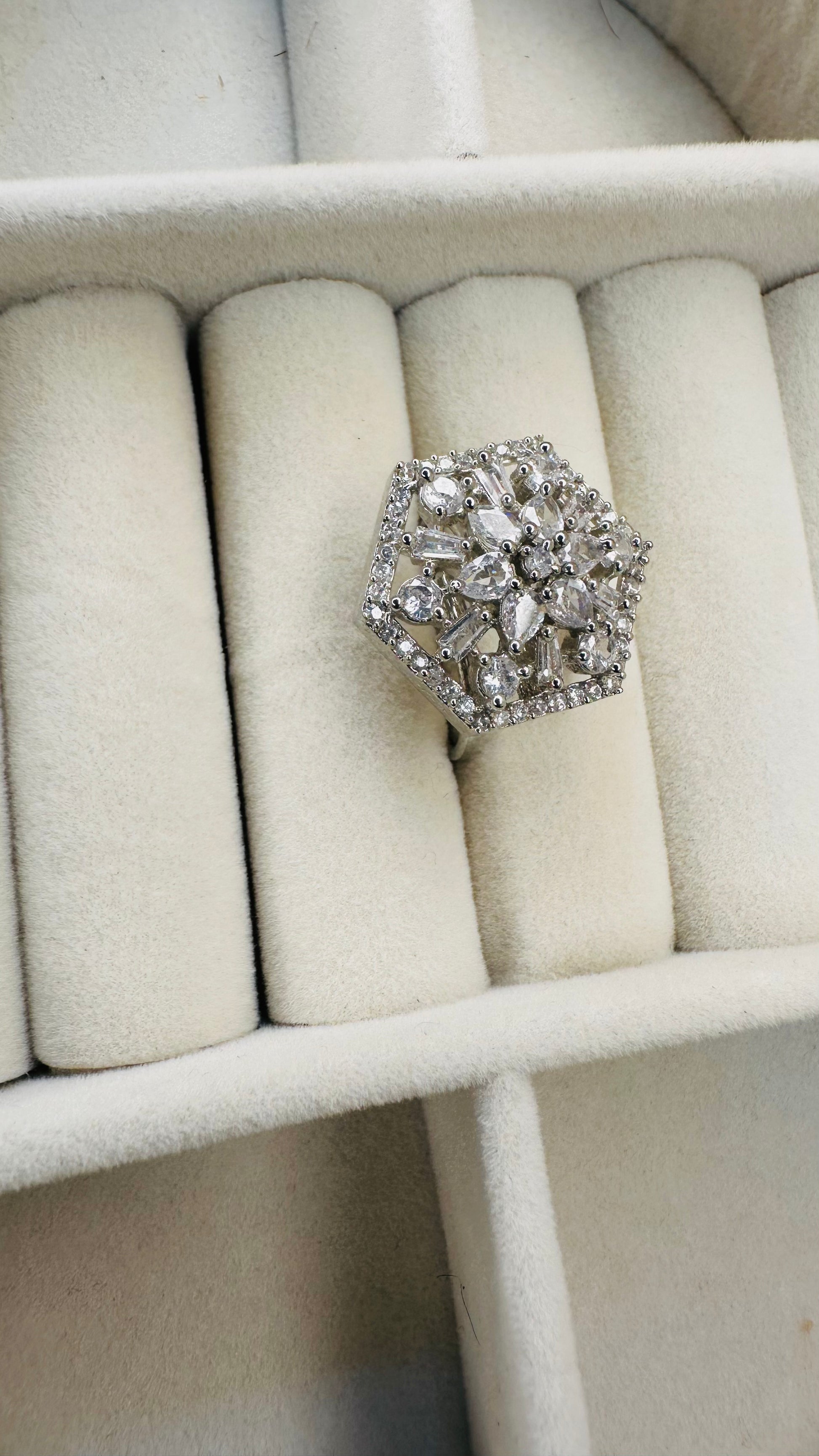 Oversized hexagon party ring