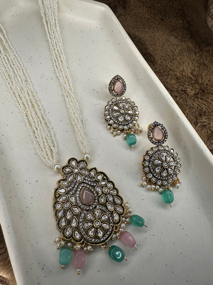 Pastel Green Pink Kundan Rani Haar Necklace – Hey Bae