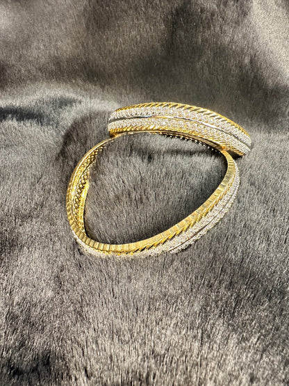 HeyBae Gold AD Designer Bangles shown in bangle sizes 2.4 and 2.6 for perfect fit.