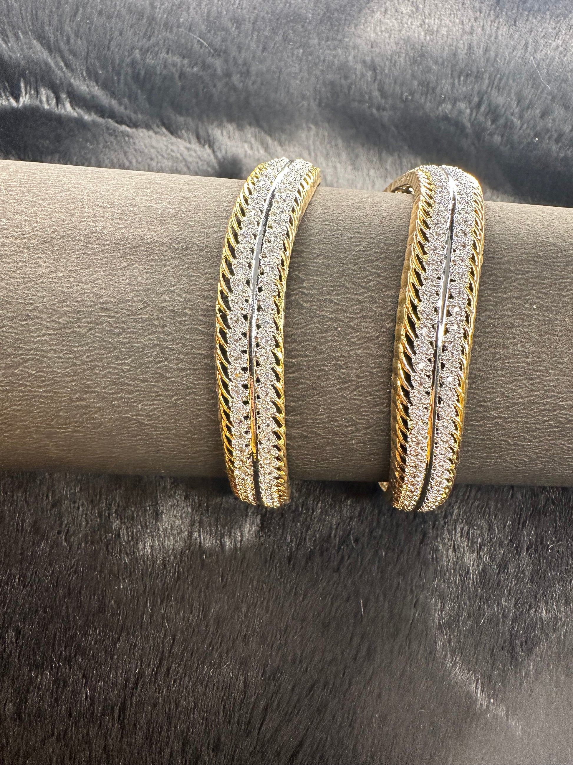 Elegant HeyBae Gold AD Designer Bangles presented in luxury packaging, ideal for weddings, festivals, and special gifts.