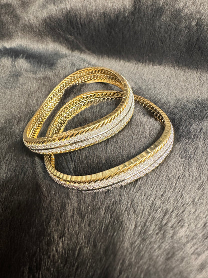 HeyBae Gold & AD Designer Bangles – Set of 2