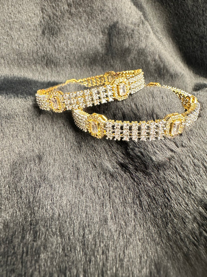 HeyBae AD bangles in gold-plated design with sparkling diamonds for ethnic wear