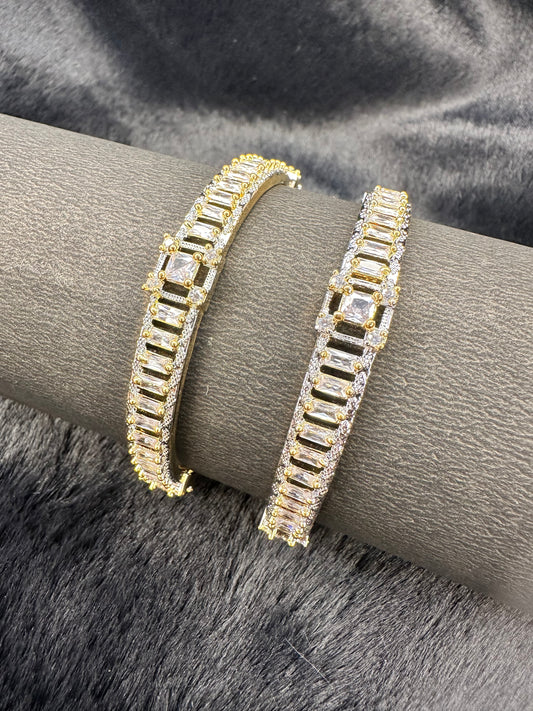 HeyBae American Diamond & Gold Bangles – Set of 2, Bangle Size 2.4 & 2.6