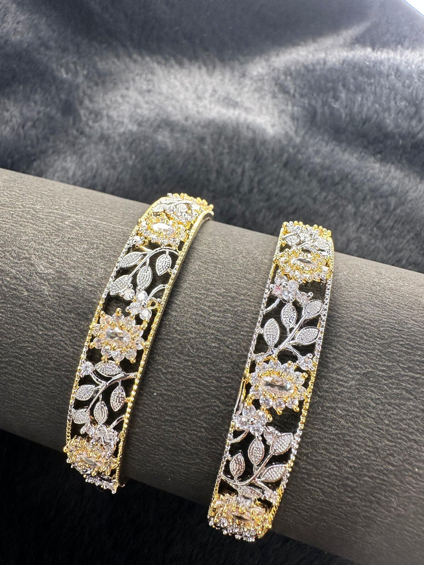 HeyBae American Diamond Bangles Pair of 2 for Women & Girls - Size 2.4 & 2.6