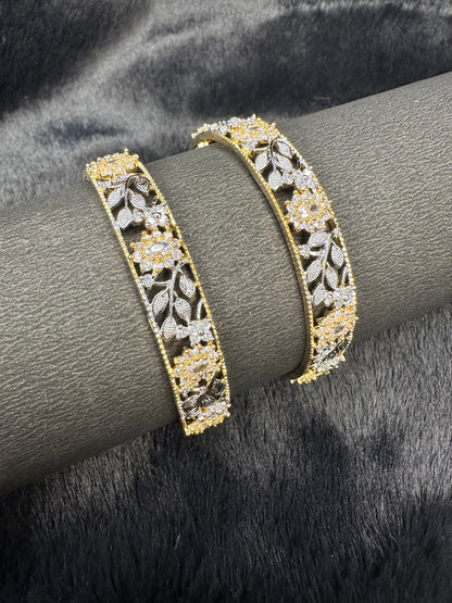 HeyBae American Diamond Bangles Pair of 2 for Women & Girls - Size 2.4 & 2.6