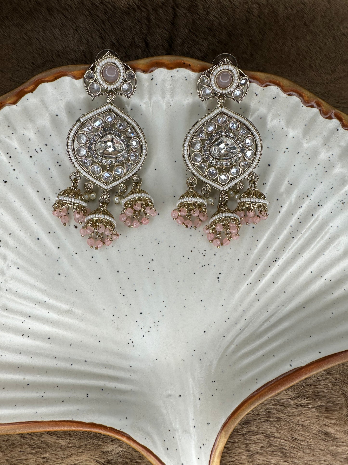 HeyBae Ethnic Long Drop Earrings with Pearl Kundan