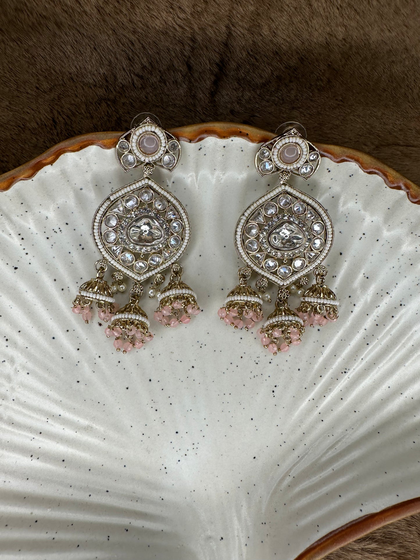 HeyBae Ethnic Long Drop Earrings with Pearl Kundan