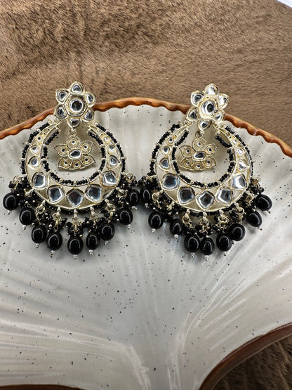 HeyBae Pearl, Black Bead, and Kundan Ethnic Earrings for Women - Lightweight Earrings