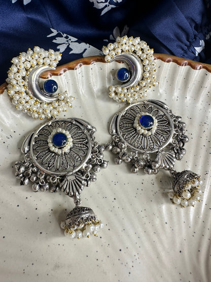 HeyBae Ethnic Long Drop Earrings with Pearl Kundan with Women