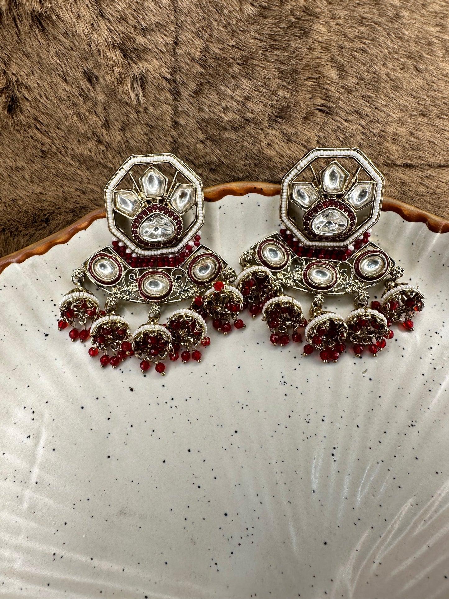 HeyBae Ethnic Stud Drop Earrings with Kundan