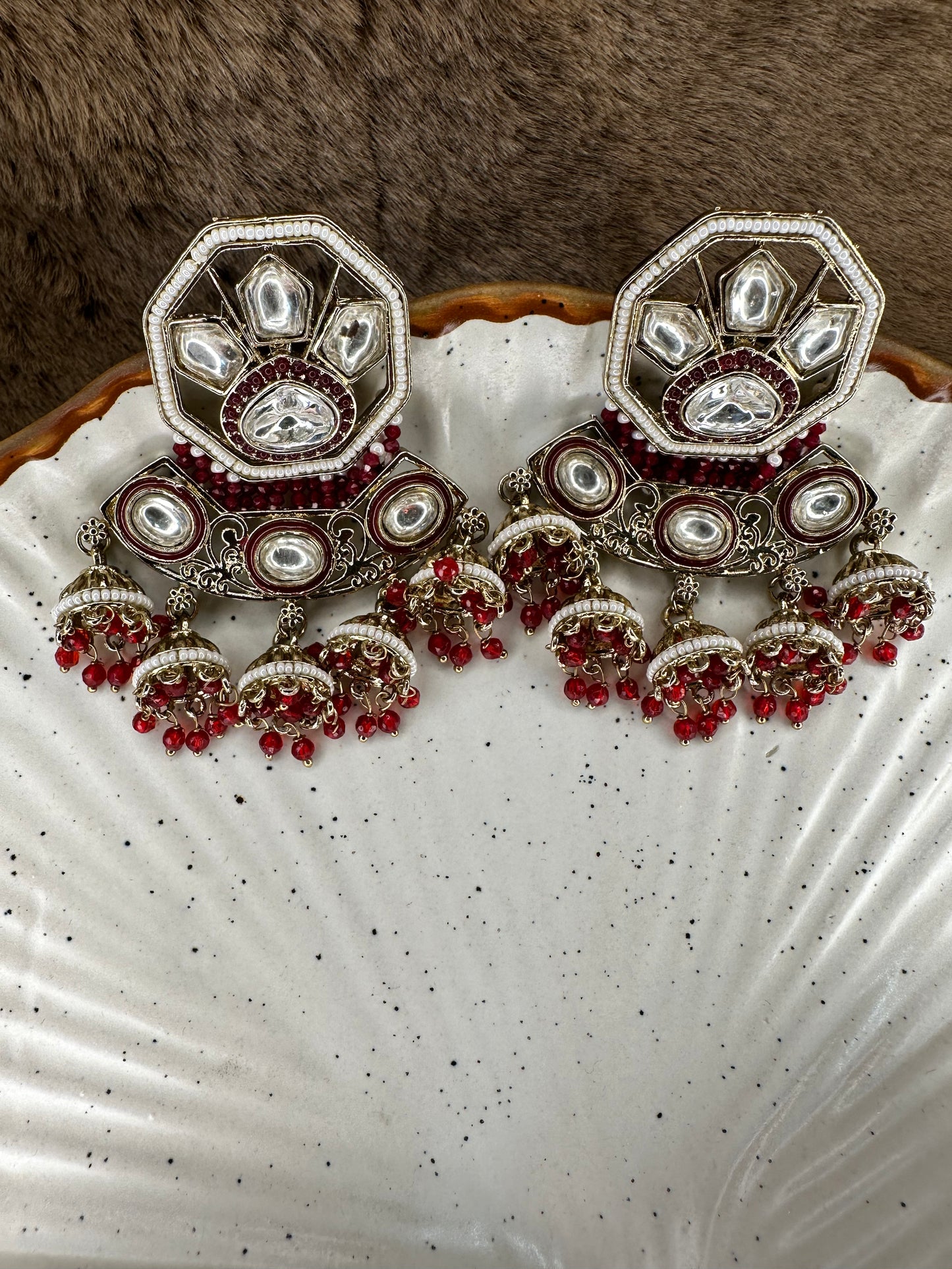 HeyBae Ethnic Stud Drop Earrings with Kundan