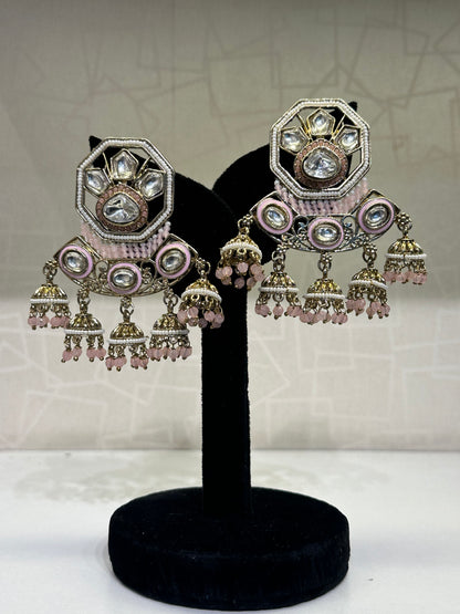 HeyBae Ethnic Stud Drop Earrings with Kundan