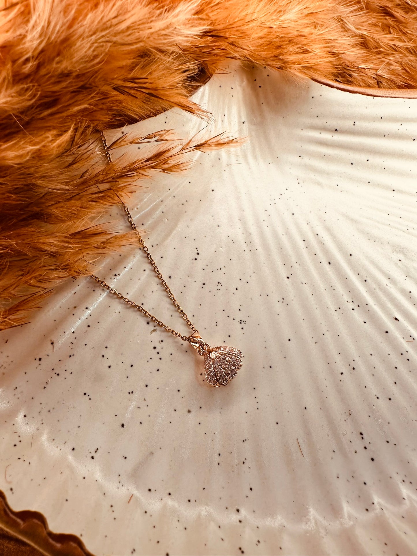 HeyBae Rose Gold Sea Shell Pearl Pendant Necklace | Stainless Steel Chain for Women - ₹499