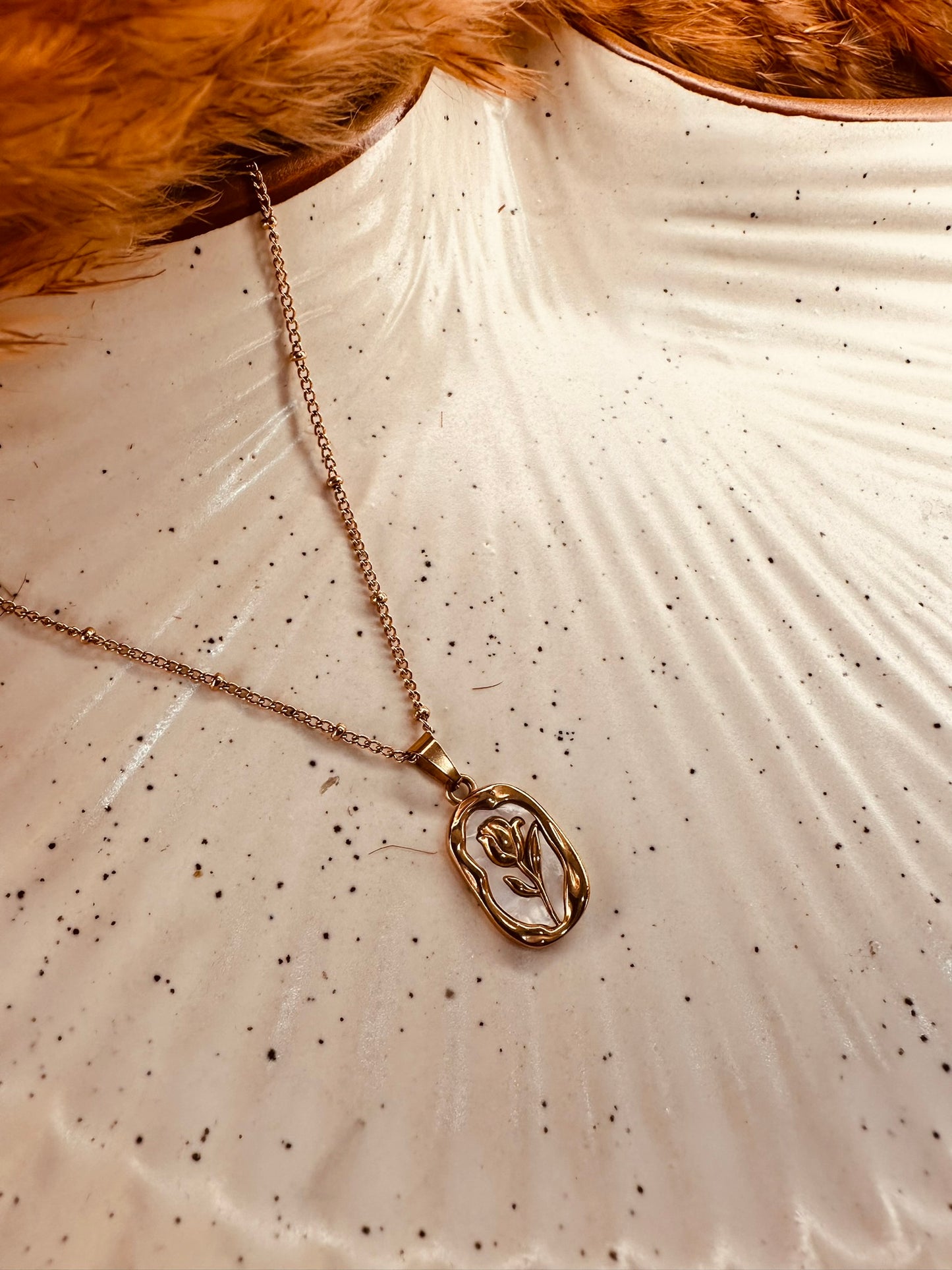 HeyBae Rose Pendant Necklace for Women & Girls - Stainless Steel, Rose Gold & Gold