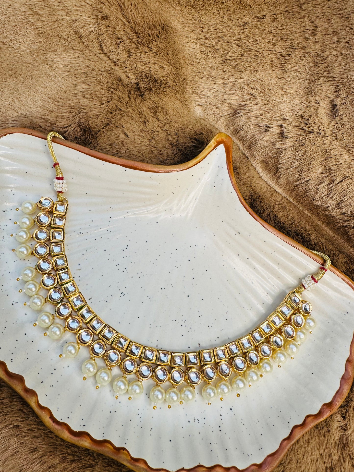 HeyBae Gold-Plated Kundan & Pearl Necklace Set – Ethnic Jewellery for Women