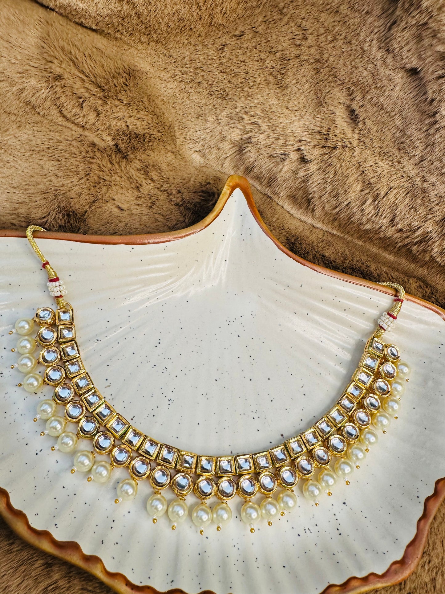 HeyBae Gold-Plated Kundan & Pearl Necklace Set – Ethnic Jewellery for Women