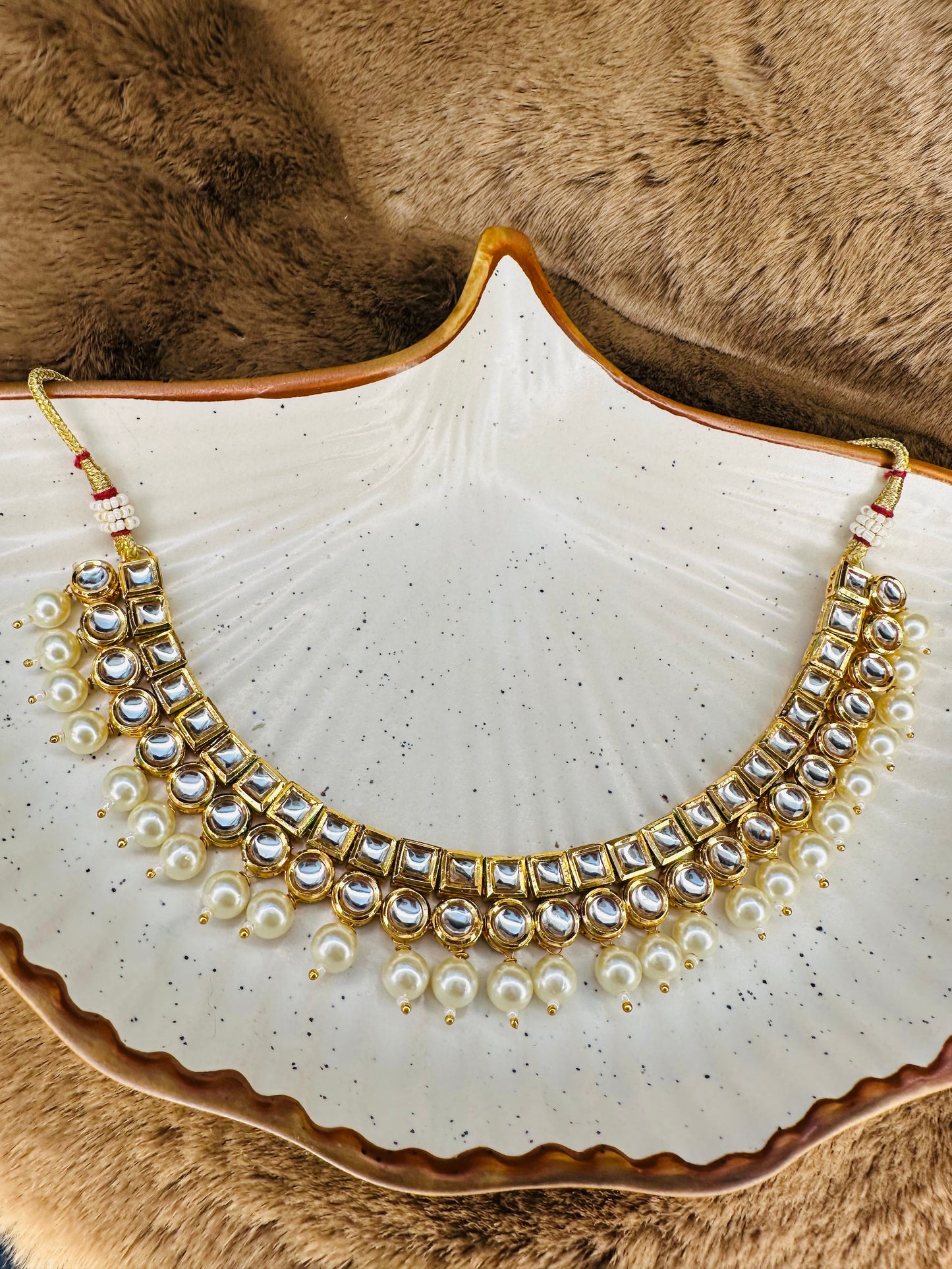 HeyBae Gold-Plated Kundan & Pearl Necklace Set – Ethnic Jewellery for Women