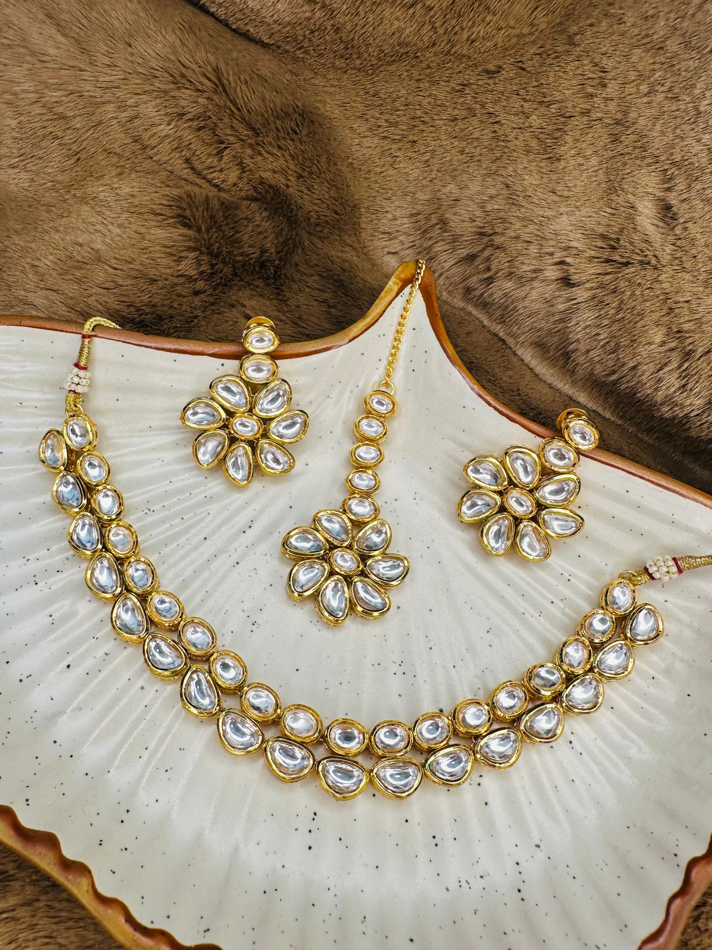 HeyBae Gold-Plated Kundan & Pearl Necklace Set – Ethnic Jewellery for Women