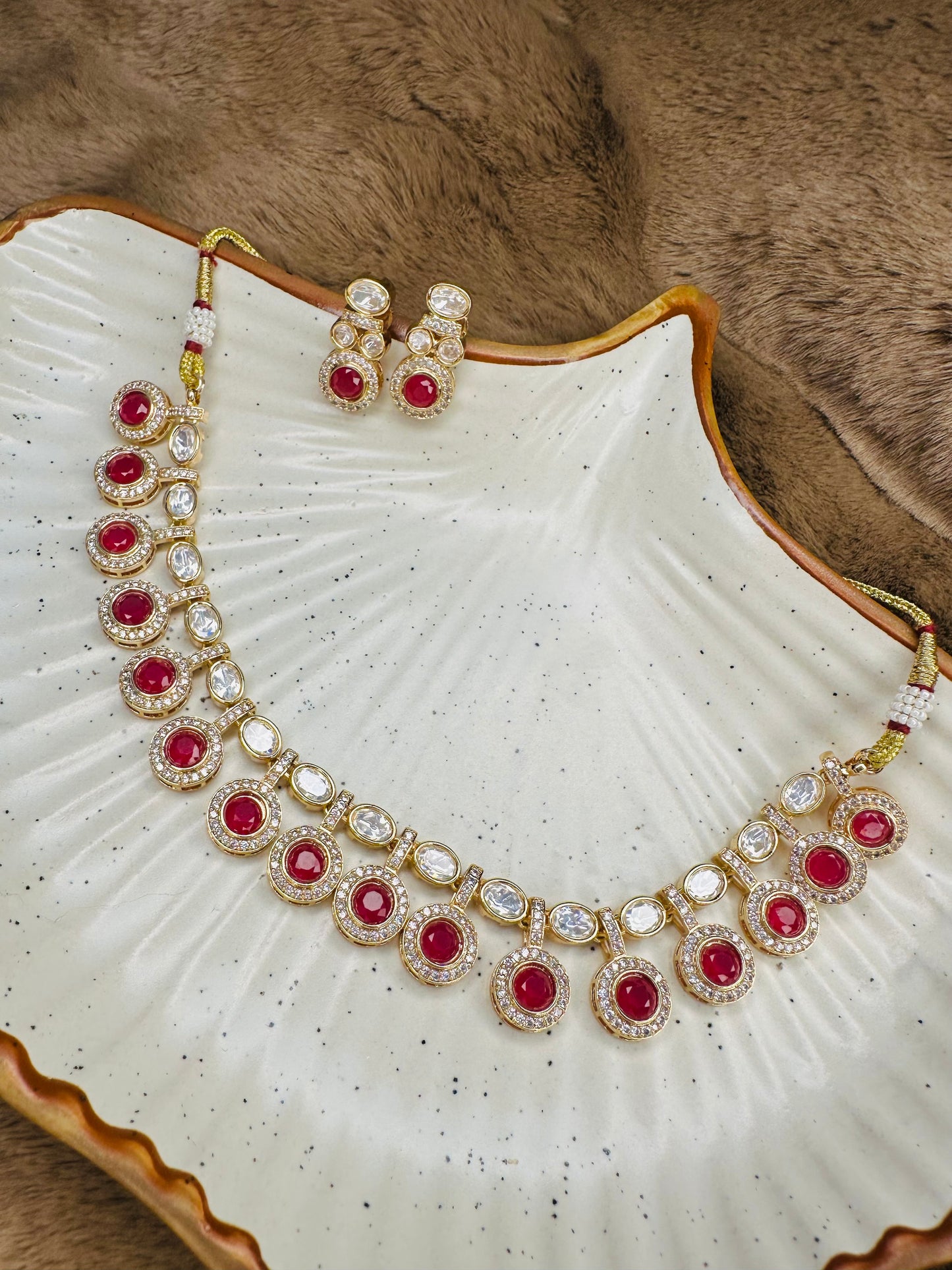 HeyBae Kundan Red Necklace Set with Earrings – Ethnic Bridal Jewellery